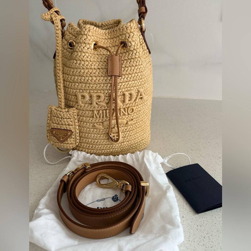 Prada Crochet and Leather Mini-Bucket Bag - Picture 3 of 13